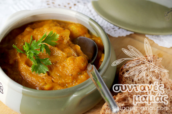 Σούπα με κίτρινη κολοκύθα, καρότα και πατάτες